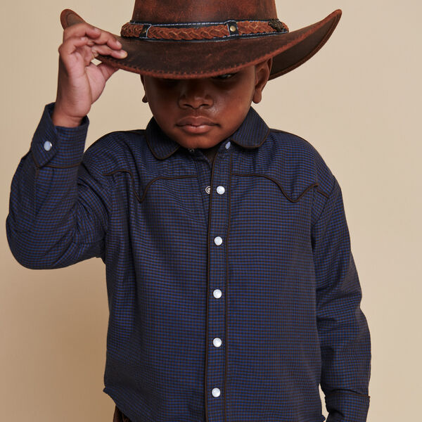 Checkered Cowboy Shirt, brown/blue check comb., Copenhagen Colors Organics