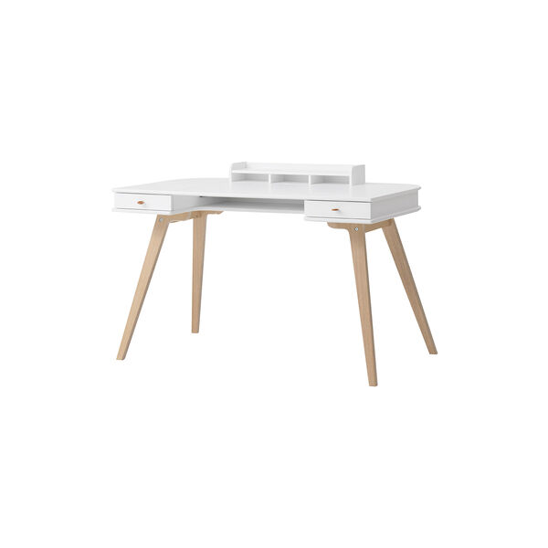Wood Desk 72,6 cm, white/oak, Oliver Furniture