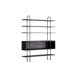 Keen Shelving, black brass/ash veneer, GUBI