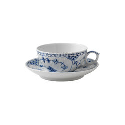 Blue Fluted Half Lace Cup with Saucer 20 cl, Royal Copenhagen