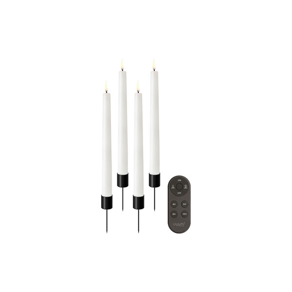Giftbox LED taper candle 4-pack, nordic white, Uyuni Lighting