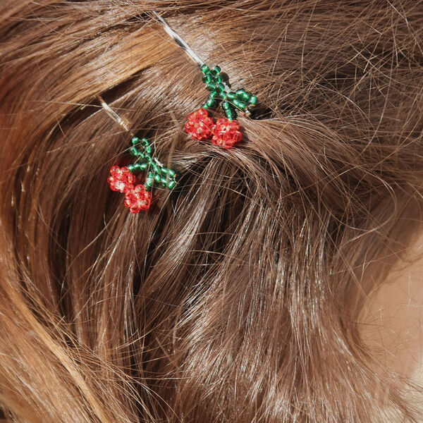 4-pack Mini Cherry Hair Pin, cherry, Konges Sl&oslash;jd