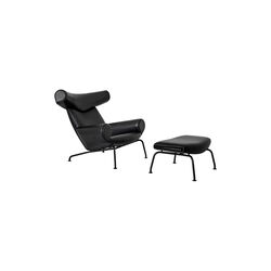 EJ 100 Ox Chair with Footstool, black/black, Fredericia Furniture