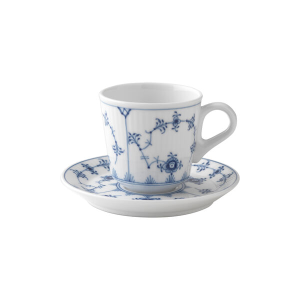Blue Fluted Plain Espresso Cup with Saucer 9 cl, Royal Copenhagen