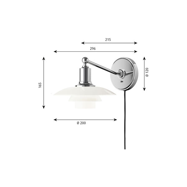 PH 2/1 Wall Lamp, chrome PH 2/1 Wall Lamp, chrome, Louis Poulsen