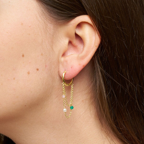 Cammi hoops w. chains, multi coloured stones, Pure by Nat