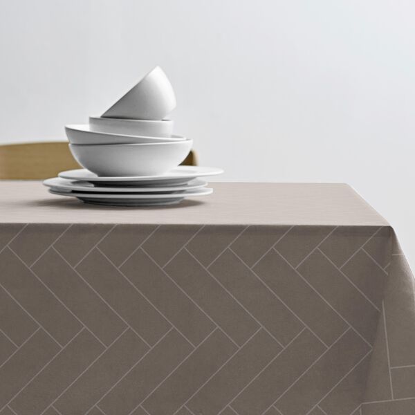 Tiles Damask Tablecloth, taupe, S&ouml;dahl