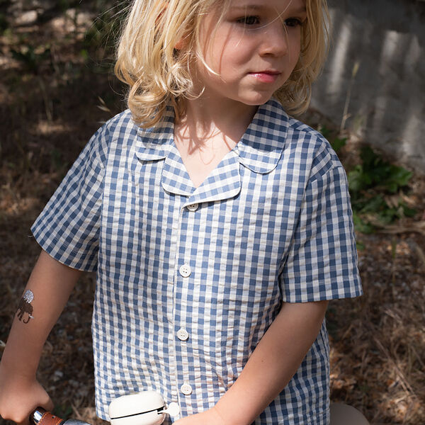 Kim SS Shirt, captains blue check Kim SS Shirt, captains blue check, Konges Sløjd