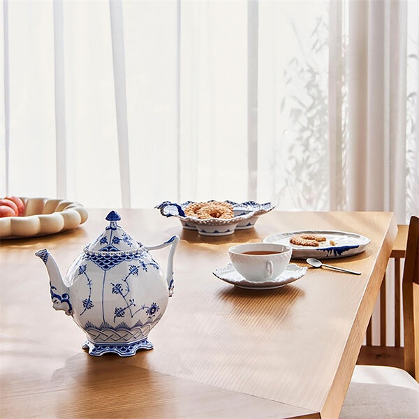 White Fluted Full Lace Cup with Saucer, Royal Copenhagen