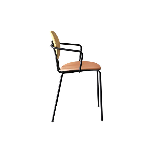 PIET HEIN Chair with Arms, oiled oak/Silk Cognac, Sibast Furniture