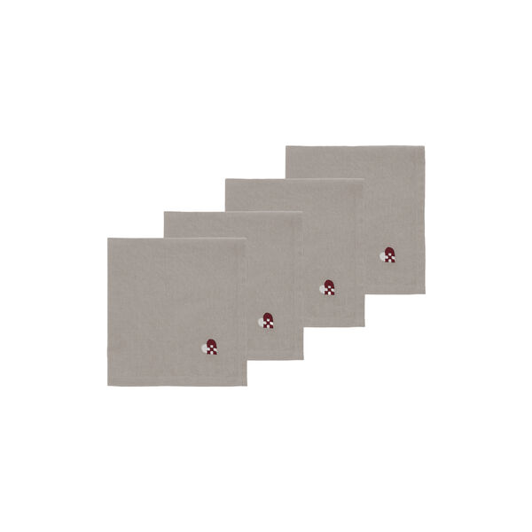 Christmas Hearts Embroidery Cloth Napkins, dark red, Södahl