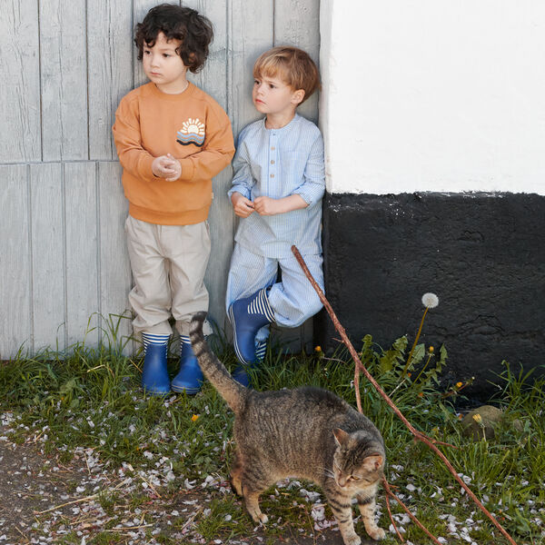 Trousers Sasha, dark blue stripe, Wheat