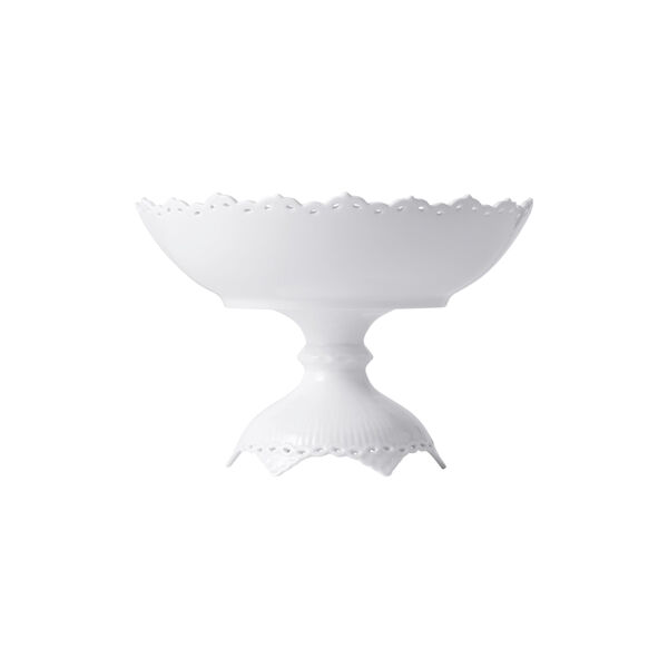 White Fluted Full Lace Bowl on Foot, Royal Copenhagen