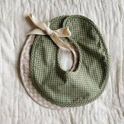 Bibi Bib 2-Pack, green check, Lalaby