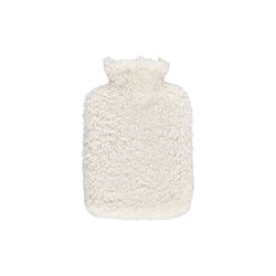 Hot Water Bottle of New Zealand Shot Wool & Curly Sheepskin, pearl, NATURES Collection