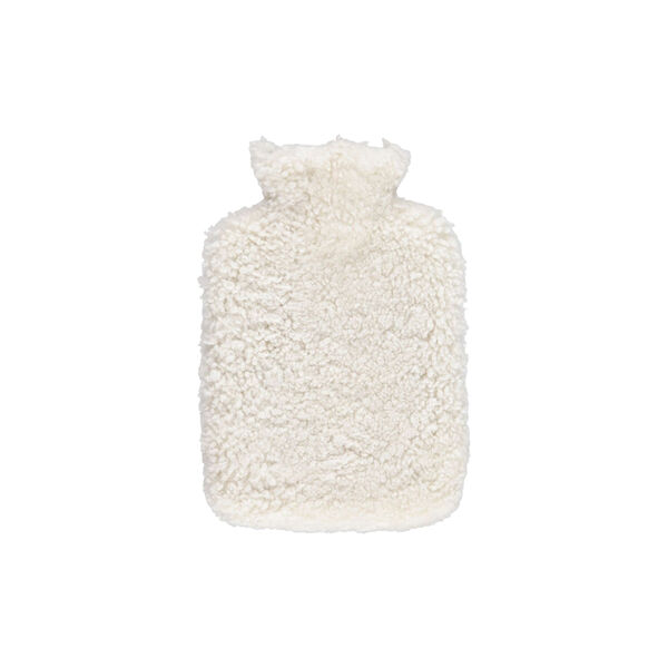 Hot Water Bottle of New Zealand Shot Wool & Curly Sheepskin, pearl, NATURES Collection