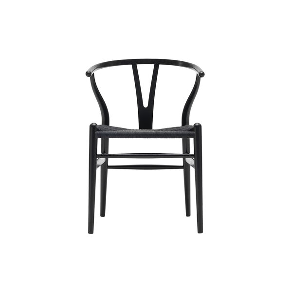 CH24 Wish Bone Chair, black lacquered oak/black, Carl Hansen & S&oslash;n