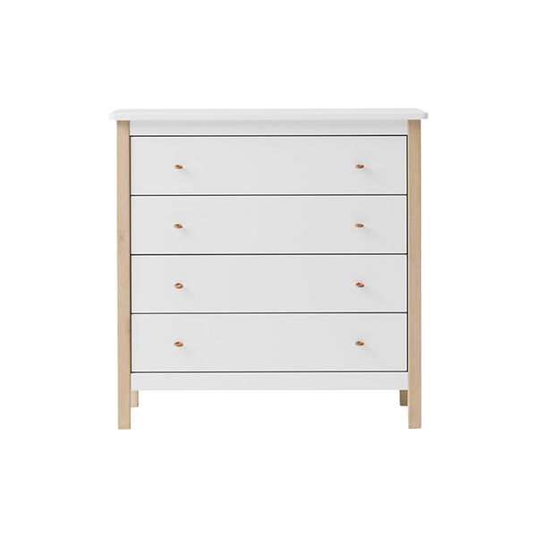 Wood Dresser 4 Drawers, white/oak Wood Dresser 4 Drawers, white/oak, Oliver Furniture