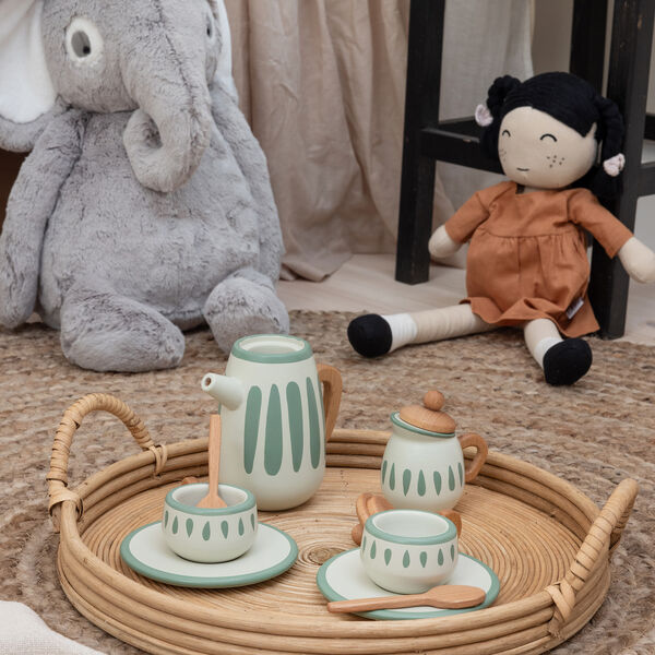 Tea Set, classic white/sage green Tea Set, classic white/sage green, Sebra