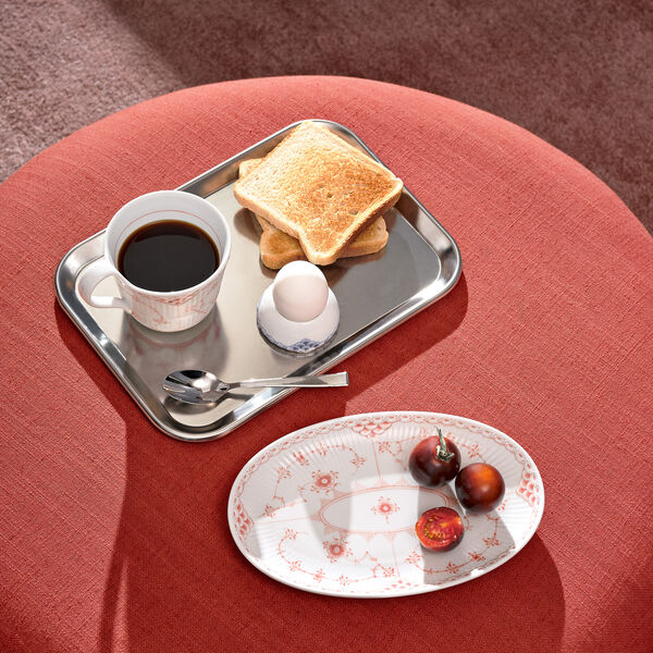 Coral Fluted Half Lace Oval Assiette 23,5 cm, Royal Copenhagen