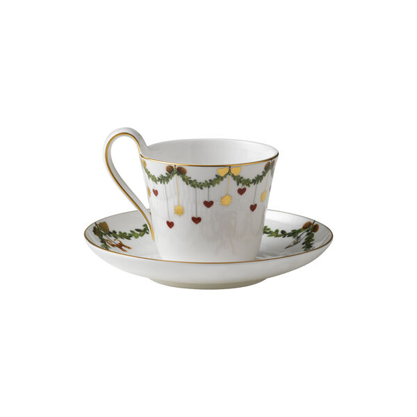 Star Fluted Christmas High Handle Cup with Saucer 27 cl Star Fluted Christmas High Handle Cup with Saucer 27 cl, Royal Copenhagen