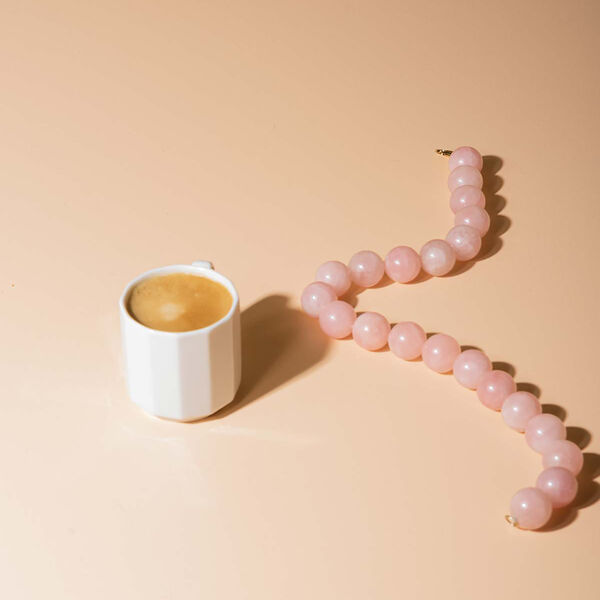 ARCADE FORTUNE CHOKER NECKLACE, gold plated/rose quartz, House of Vincent