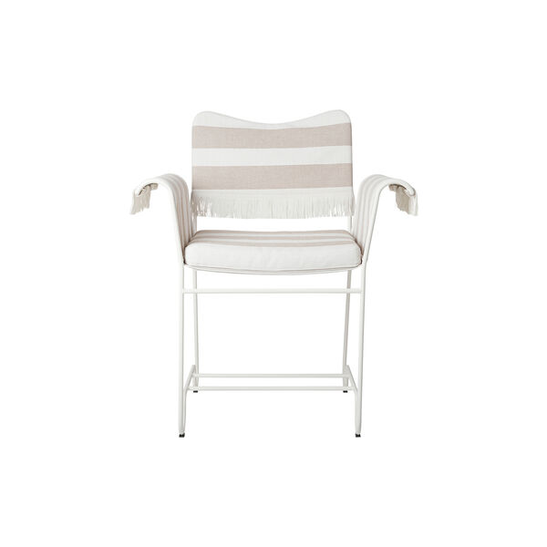 Tropique Dining Chair with Fringes, Leslie Stripe Limonta 40/classic white semi matt Tropique Dining Chair with Fringes, Leslie Stripe Limonta 40/classic white semi matt, GUBI