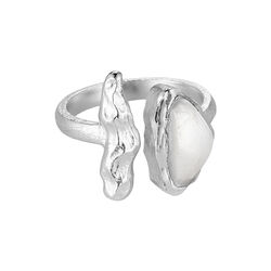 Foil ring with pearl, silver plated, Pure by Nat