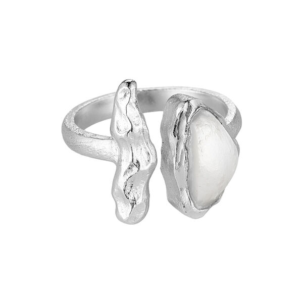 Foil ring with pearl, silver plated, Pure by Nat