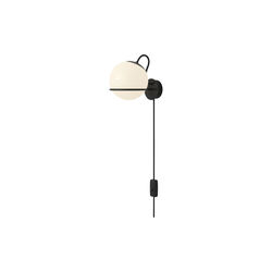 Model 237/1 Wall Lamp with Switch, opaline/black, Astep