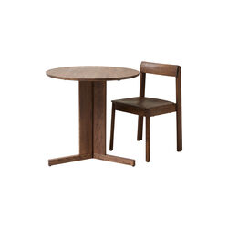 Trefoil Round Table, smoked oak, Form & Refine