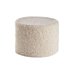 Pouf of New Zealand Short Wool & Curly Sheepskin, pearl, NATURES Collection