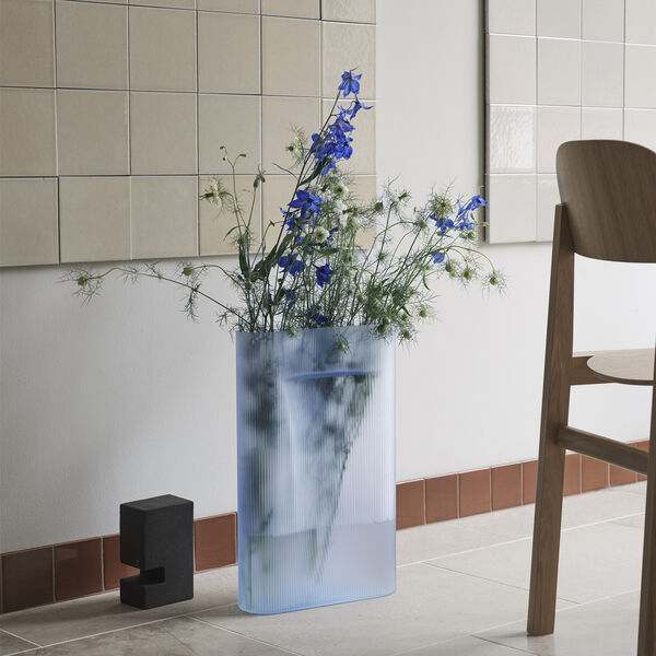 Ridge Vase, light blue/frosted glass, Muuto
