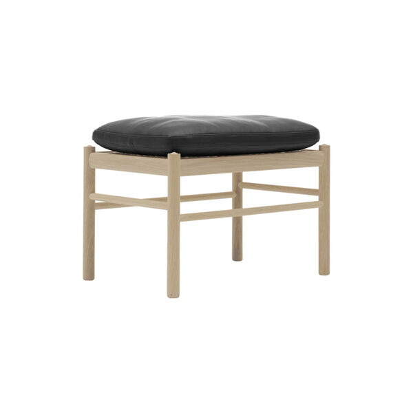 OW149F Colonial Footstool, white oiled oak/black, Carl Hansen & Søn