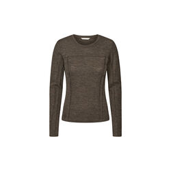 Merino Wool Tee LS Haze, dark brown melange, Rethinkit