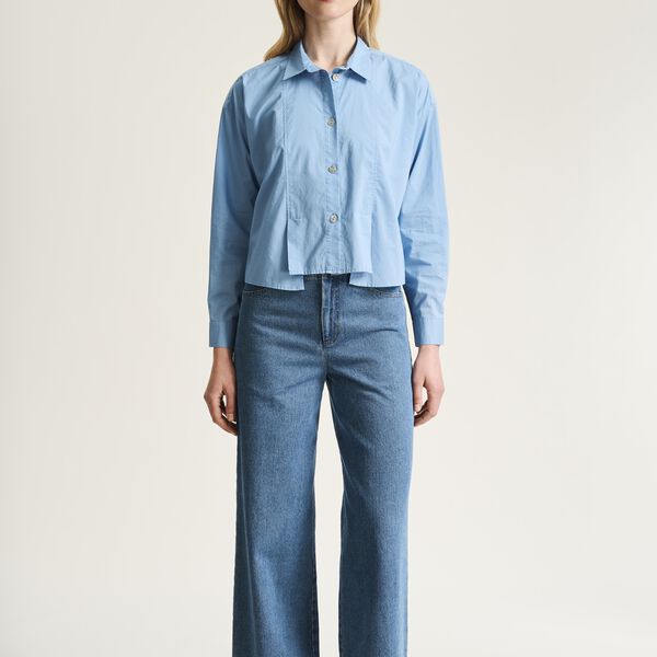 Core cotton shirt with pleats, lake blue, BITTE KAI RAND