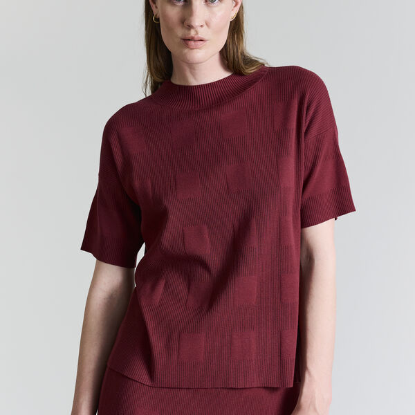 Saku Short-Sleeved Blouse, maroon Saku Short-Sleeved Blouse, maroon, BITTE KAI RAND