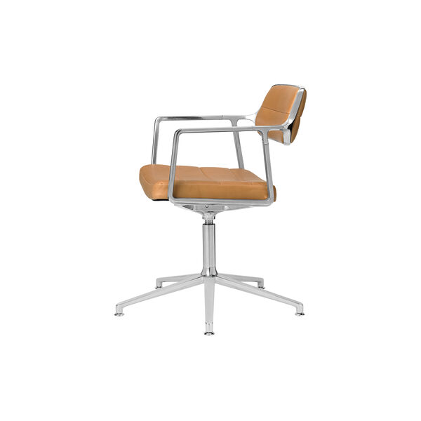 VIPP453 Swivel+ Chair with Gliders, camel/polished aluminium, Vipp
