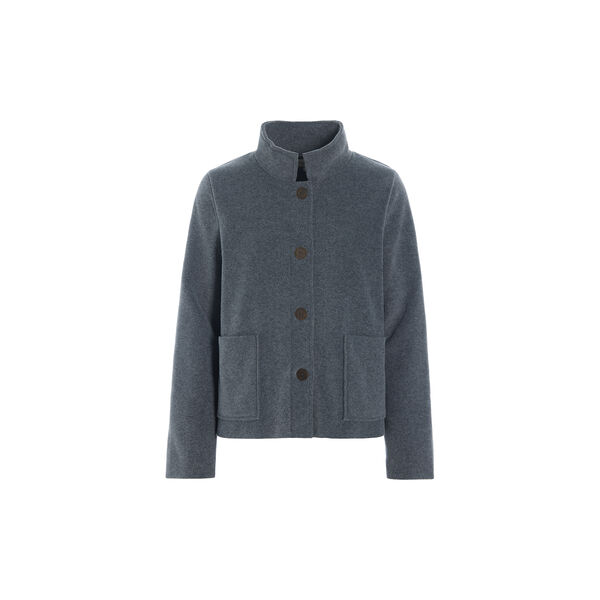 Short Fleece Cardigan with Shawl Collar | Grey, Henriette Steffensen Copenhagen