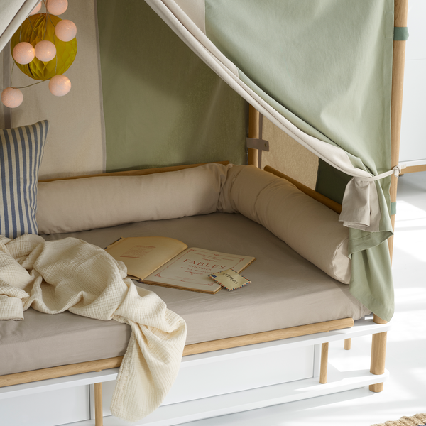 Camp Bed Canopy Circus, green/undyed, Oliver Furniture