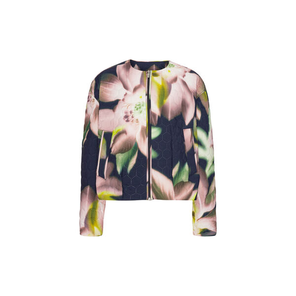 Short Quilted Jacket, dark photoristic flower, Ilse Jacobsen Hornb&aelig;k