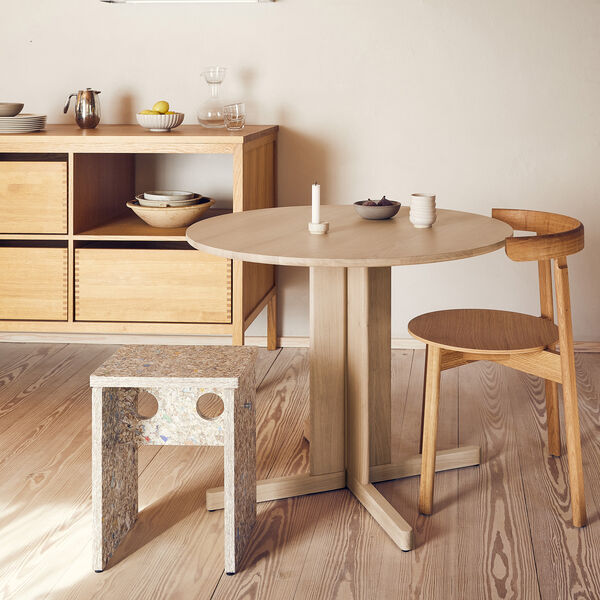 Trefoil Round Table, white oiled oak, Form & Refine