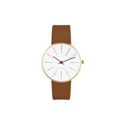 Bankers Wrist Watch, white/gold/brown, Arne Jacobsen Watches