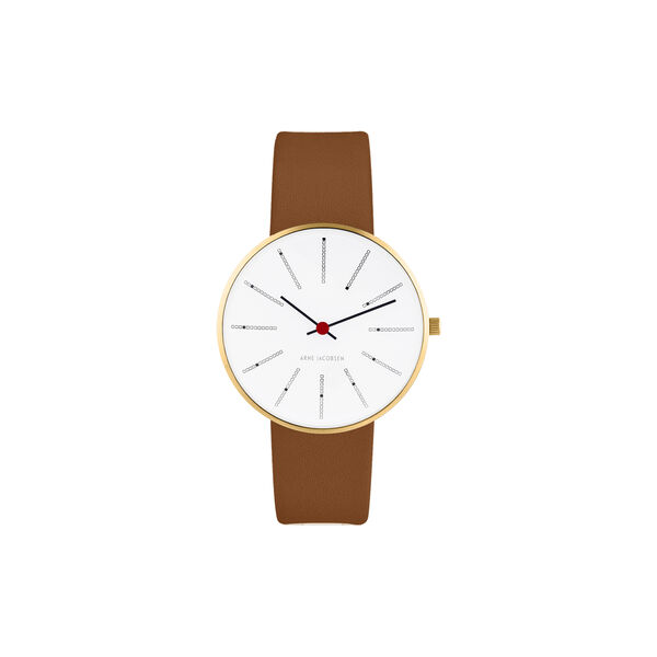 Bankers Wrist Watch, white/gold/brown, Arne Jacobsen Watches