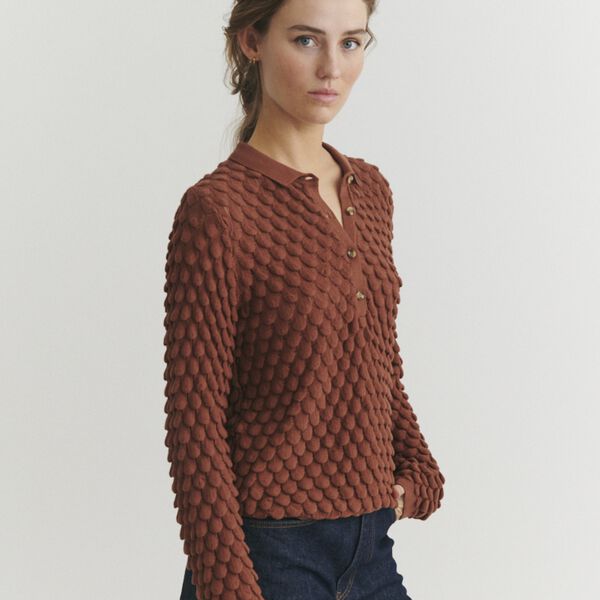 Cilla Polo Sweater, tortoise shell, Basic Apparel