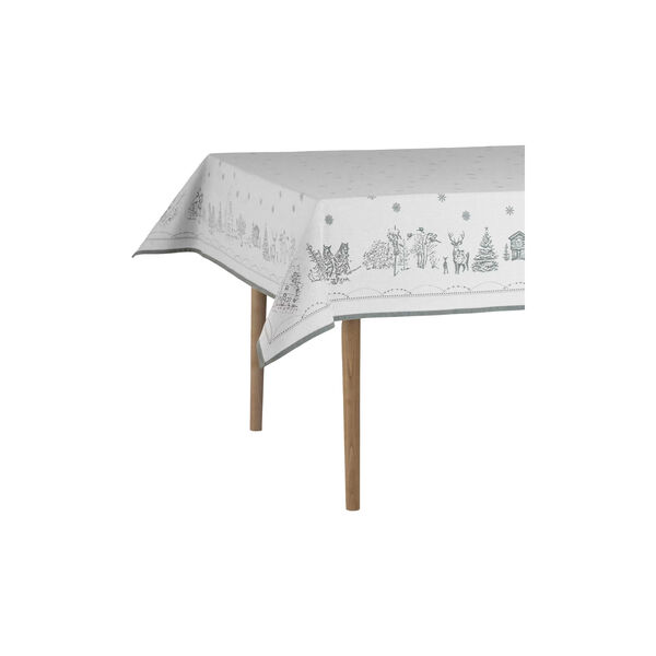 Julemorgen Story | Damask Table cloth | 140x300 | White/green, Wik & Wals&oslash;e