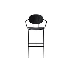 PIET HEIN Bar Chair with Arms, black lacquered oak/Solid Black 509, Sibast Furniture