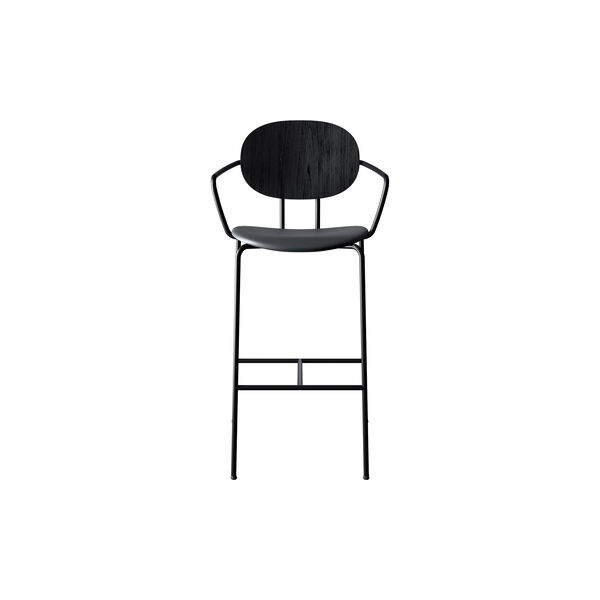 PIET HEIN Bar Chair with Arms, black lacquered oak/Solid Black 509, Sibast Furniture
