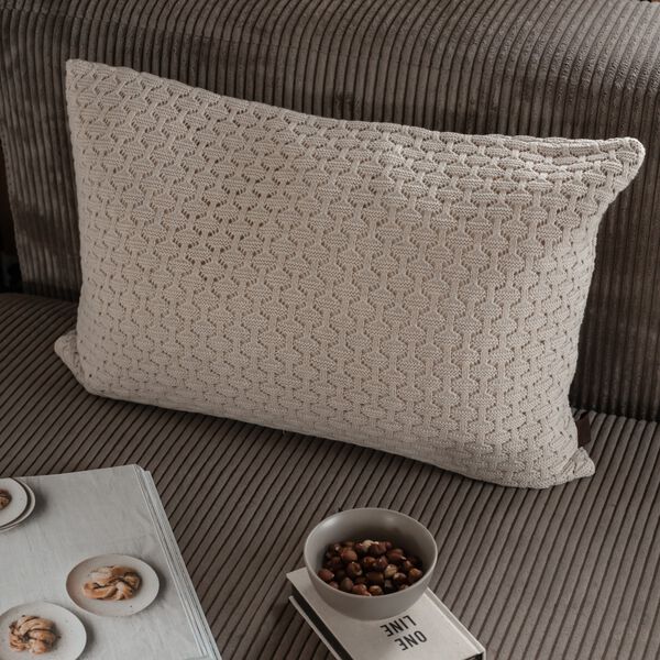 Knitted Cushion Mauntain, beige melange Knitted Cushion Mauntain, beige melange, By LOHN