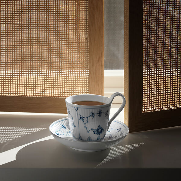 Blue Fluted Plain High Handle Cup and Saucer 24 cl, Royal Copenhagen
